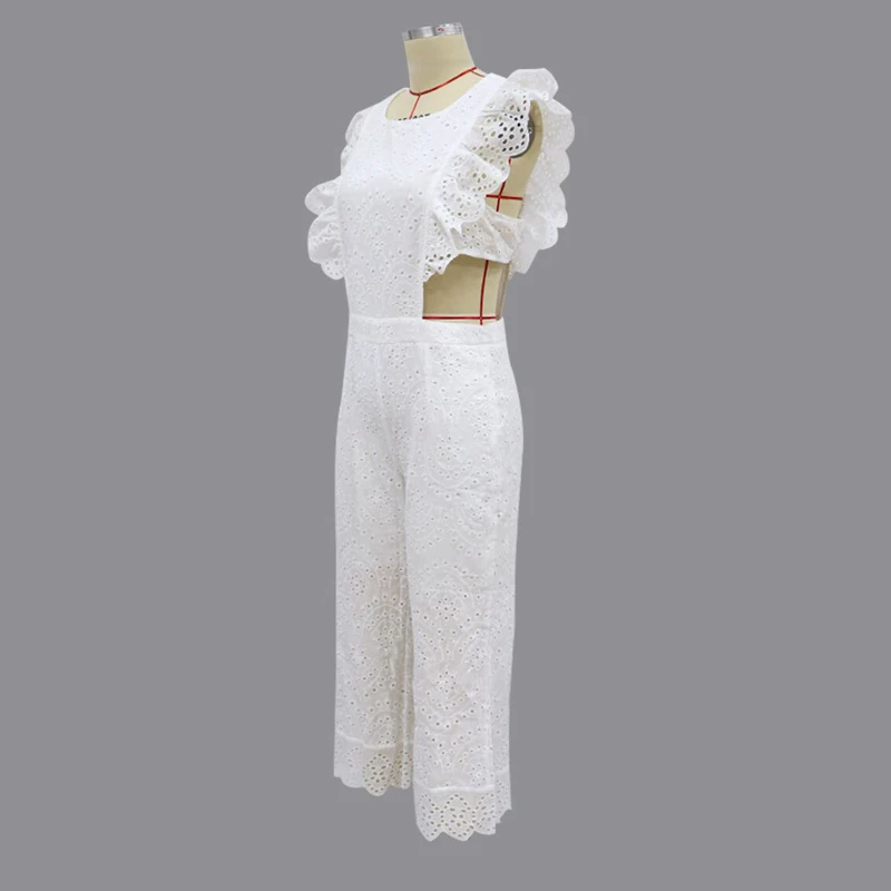 Женский комбинезон VICABO Белый Элегантный пикантный с широкими штанинами и