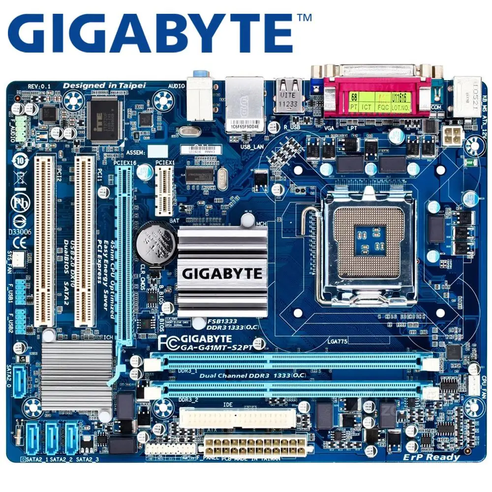 

Десктопная Материнская плата GIGABYTE GA-G41MT-S2PT G41, разъем LGA 775 для Core 2 DDR3 8 ГБ Micro ATX, оригинал, б/у