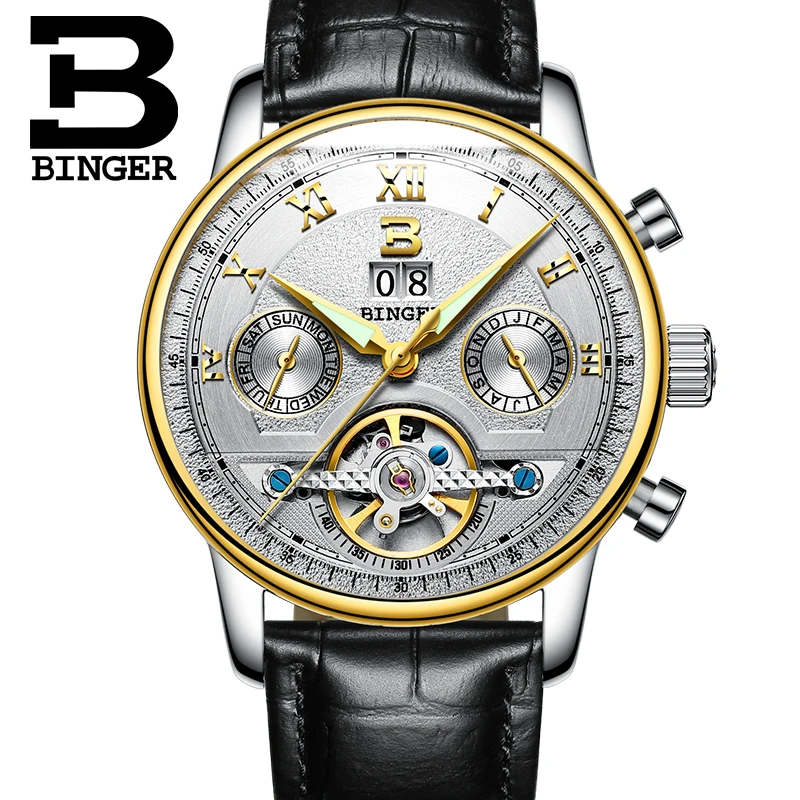 

relojes hombre BINGER Mens Watches Top Brand Luxury Automatic Mechanical Business Clock Gold Watch Men Reloj Mecanico de Hombres