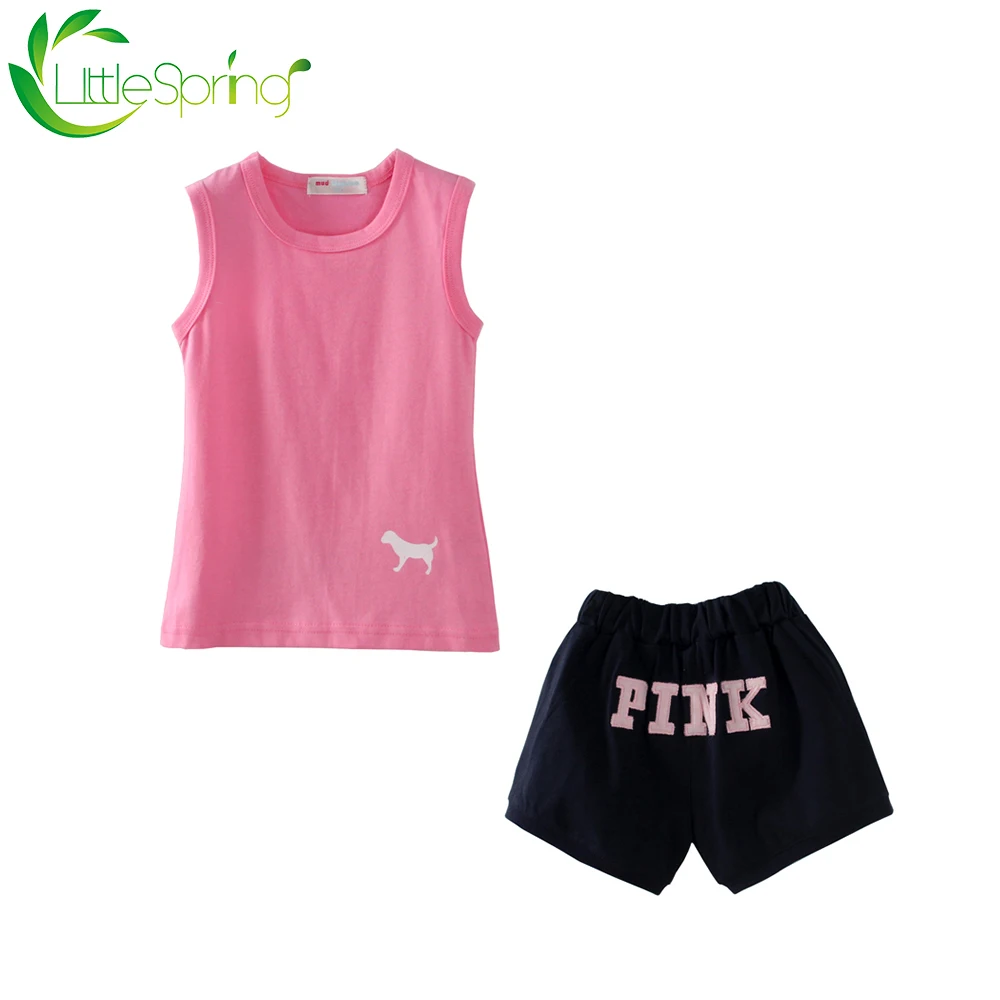 LittleSpring/летние топы без рукавов для маленьких девочек Одежда мальчиков и Комплект