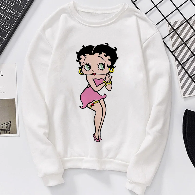 Осень зима сексуальные Betty Boop печати с капюшоном Vogue Harajuku Свободные повседневные