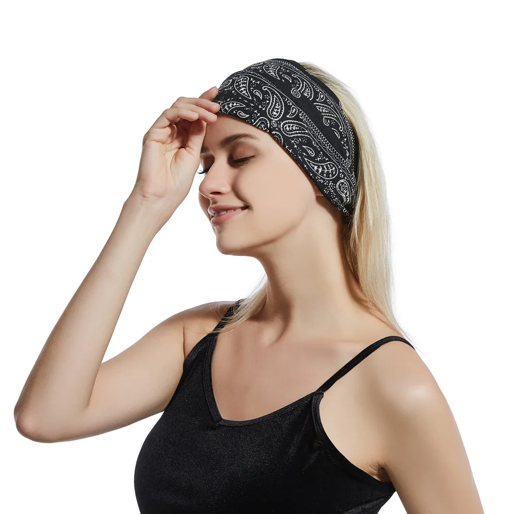 Wide edge cashew nut crescent print headbands Hairband hijab warm shawl ladies foulard femme headband hair bufanda mujer |