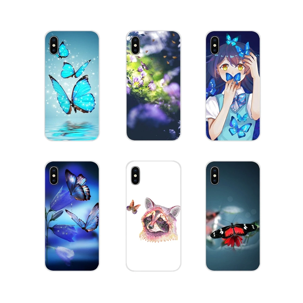 Красивые цветы бабочка в синем цвете мягкие чехлы для htc один U11 U12 X9 M7 M8 A9 M9 M10 E9 Plus