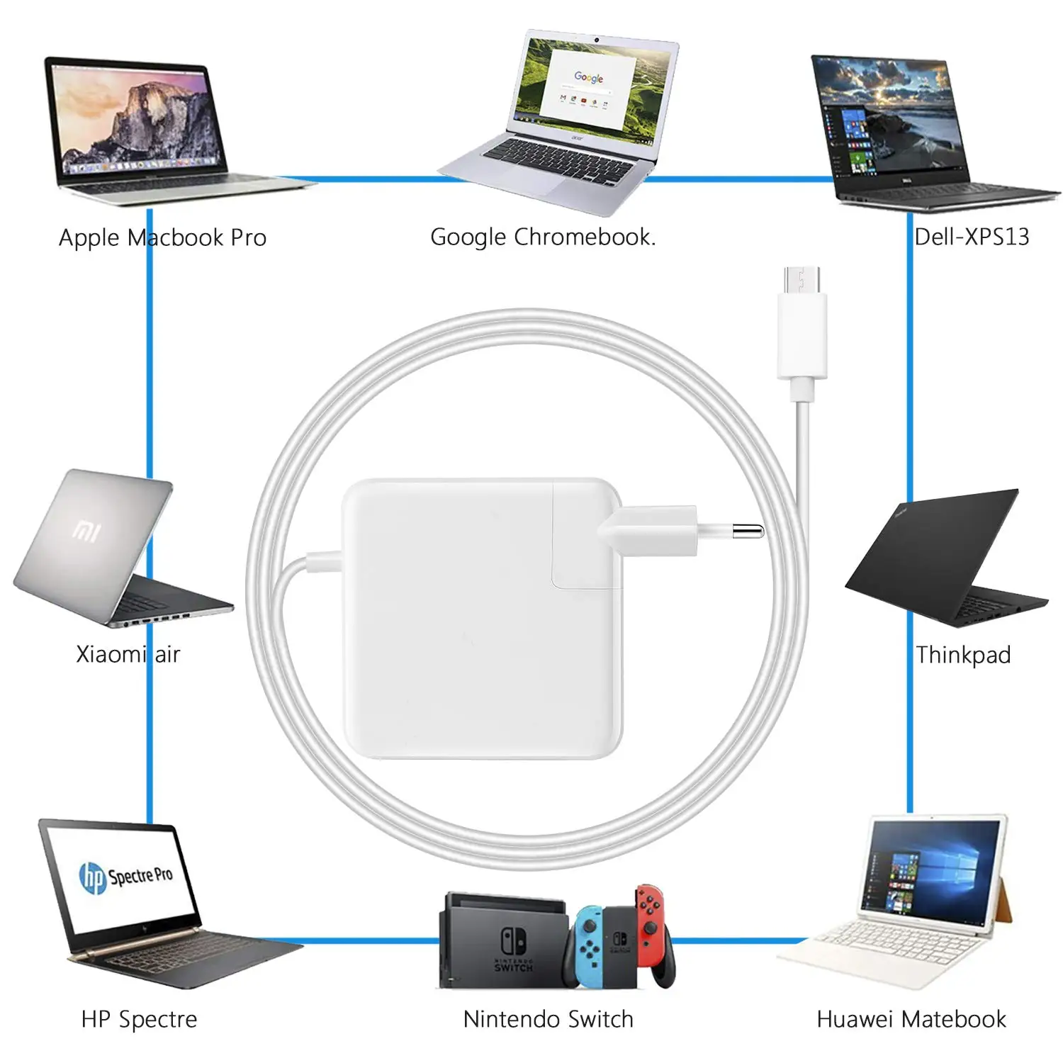87 Вт USB-C адаптер питания type C подходит для MacBook Pro 15 дюймов 13 дюймов с Thunderbolt 3(USB-C-USB-C кабель в комплекте) шнур питания