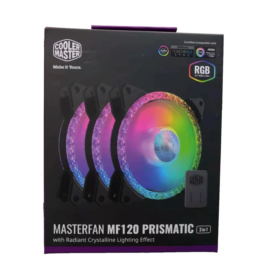 

Cooler Master MASTERFAN MF120 PRISMATIC 3-in-1 cooling fan 120mm ARGB Quiet Radiant Crystalline lighting effect with controller