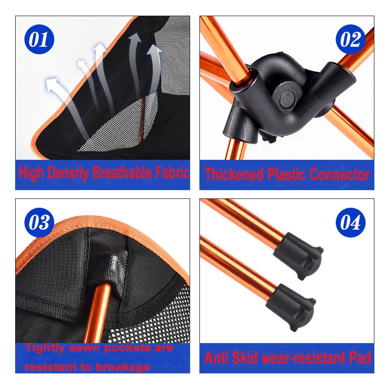 Fiyat Açık Ultralight Katlanır Kamp Sandalyesi Yüksek Yük Taşınabilir Koltuk Balıkçılık Araçları Barbekü Plaj Yürüyüş Piknik Sırt çantasıyla Seyahat Sandalye