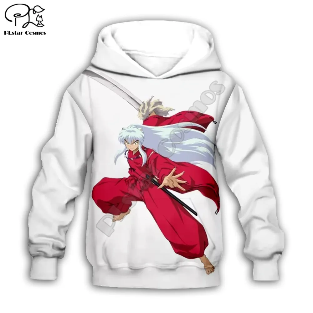 

3d Hoodies Children Inuyasha anime zipper coat Long Sleeve Pullover Cartoon Sweatshirt Tracksuit Hooded/pants/family t shirts