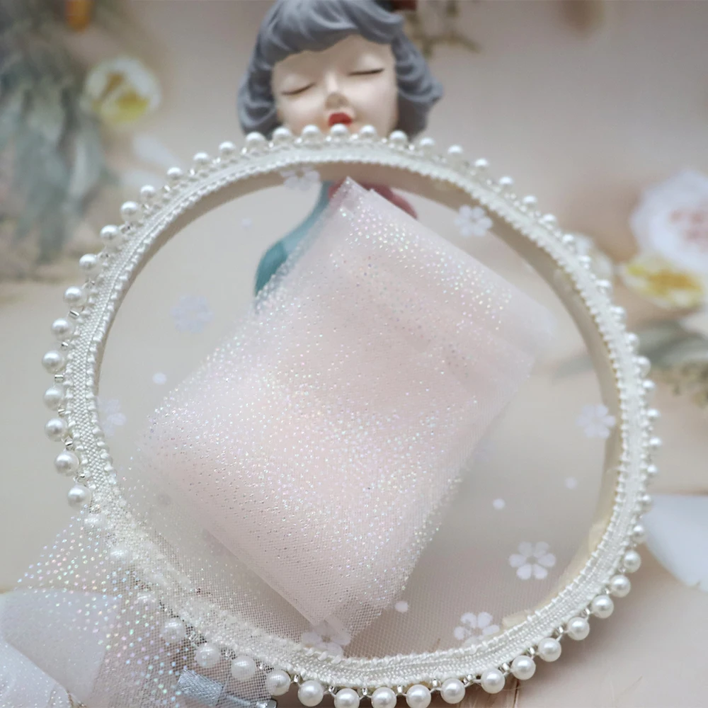 6cm 5Yards Rainbow Foil Dot Tulle Organza Gauze Fabric DIY Hair Bows Handmade Material Baby Shower Party Supplies - купить по