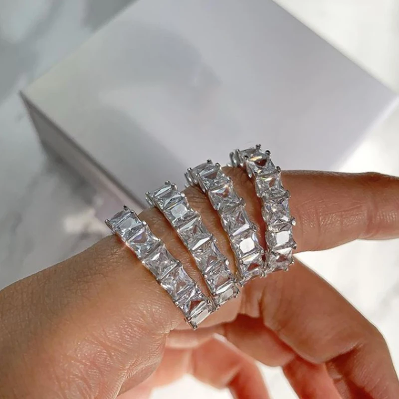 

UILZ Gorgeous Band Rings Love Wedding Jewelry Full Paved Crystal Zircon Elegant Women Marriage Engagement Ring Hot Sale