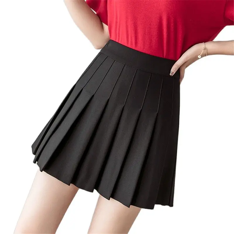 

Юбка женская плиссированная с завышенной талией, милая школьная форма для девушек, модная мини-юбка со складками, черная белая