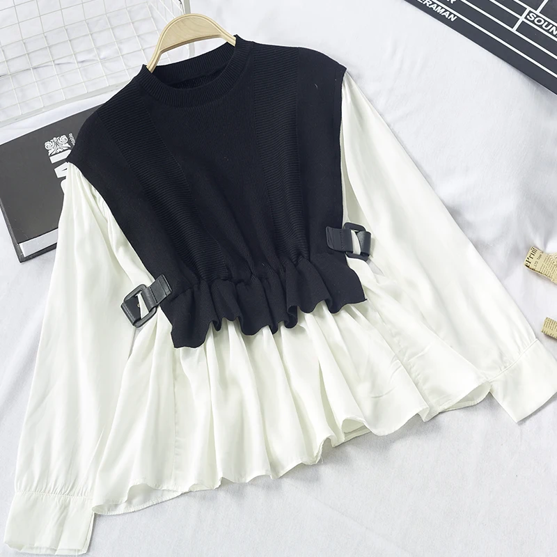 Блузка женская трикотажная в стиле пэчворк | Женская одежда