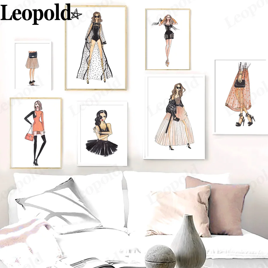 

Fashion Anime Girl Canvas Poster Supermodel Simple Picture Print Wall Art Living Room Decoration Frameless Picture