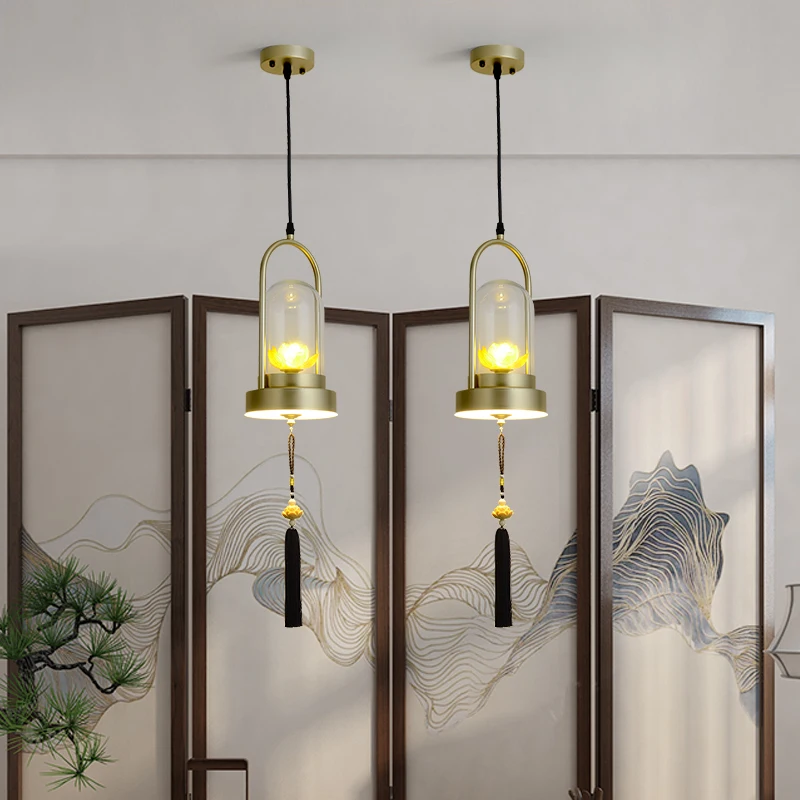 

Светильник Китайский дзен для чайной комнаты, креативная лампа в стиле ретро для прихожей, ресторана, бара, маленький светильник в китайско...