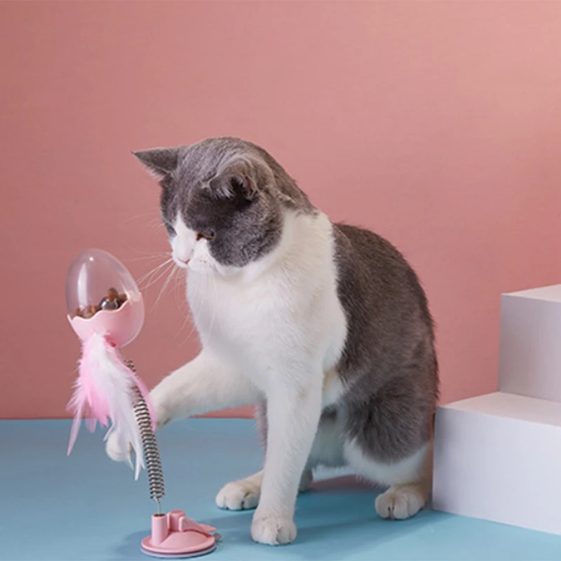 

Practical Cat Toy LED Funny Feather Cat Sucker Elastic,Interactive Cat Toys Stick with Interactive Feeder Toys for Cats Pink,1 P