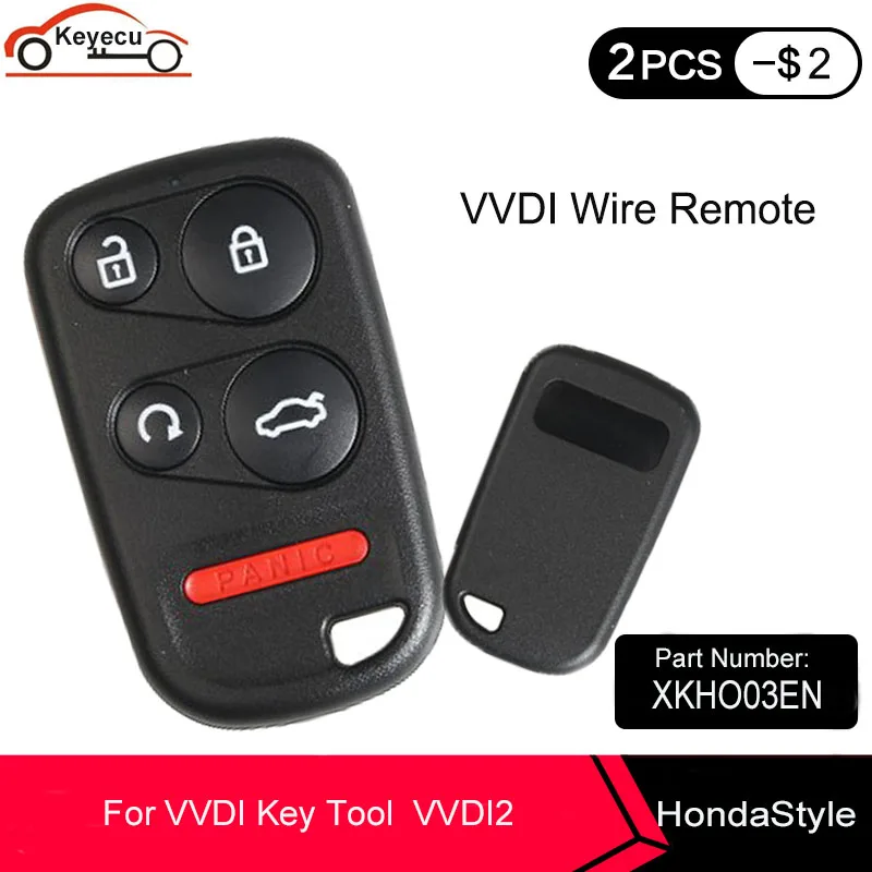 

KEYECU 5PCS Xhorse Universal WIRED Remote Key 5 Buttons for Honda Style FOB for VVDI Key Tool P/N XKHO03EN