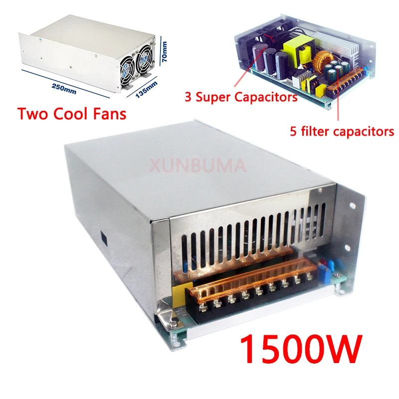 Блок питания 24 В Ac Dc Светодиодный источник в 30 36 48 А 40 50 60 1500 Вт драйвер импульсный