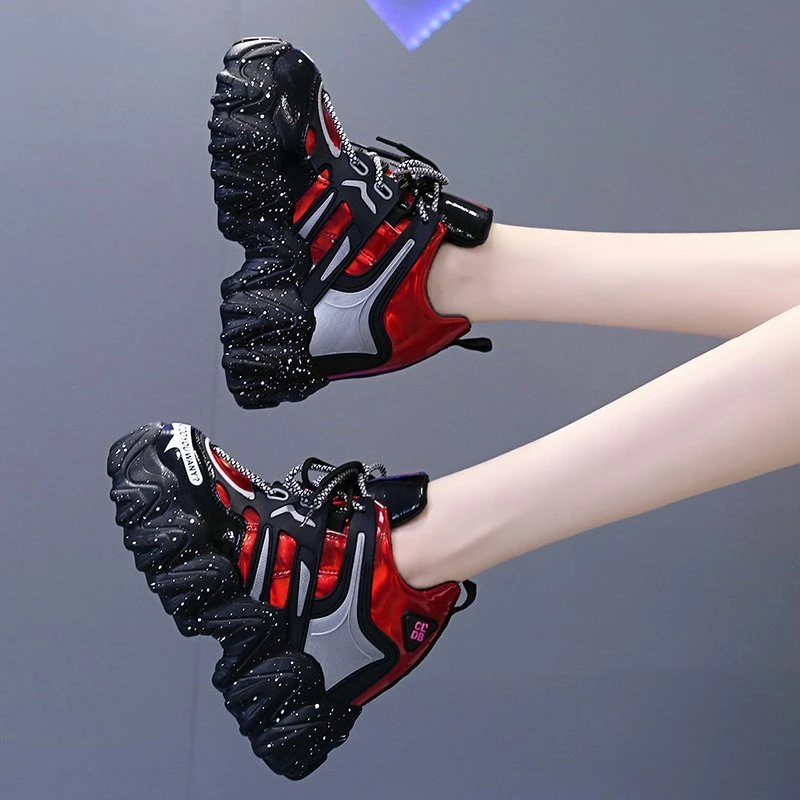 

Wedge Sneakers For Women 2020 Autumn Platform Chunky 9cm Height Increasing Casual Shoes Woman Fashion Trainers Female Designers