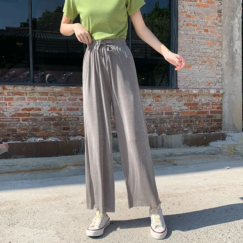

Women Casual Pants Solid Loose Wide Leg High Elastic Waist Colorful Ankle Length Spring Summer Daily Simple Breathable S-4XL New