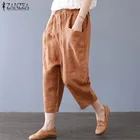 Шаровары женские, винтажные, однотонные, с эластичной талией, летние, 2021