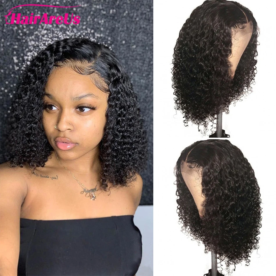 

Bob Wig Lace Closure Human Hair Wigs Jerry Curly Lace Closure Wig 150% 4X4 Closure Wig Transparent Lace Bob Wig For Women