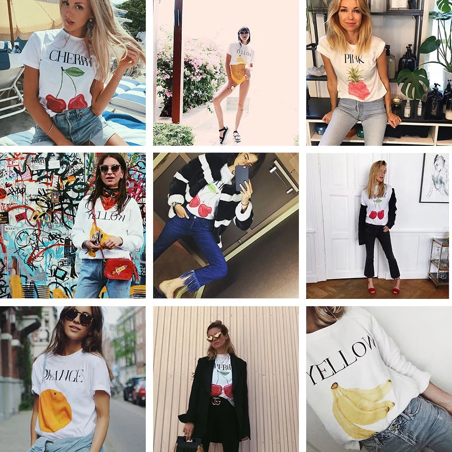 TMODA 2021 модные белые топы с принтом бананов милые футболки фруктов повседневная