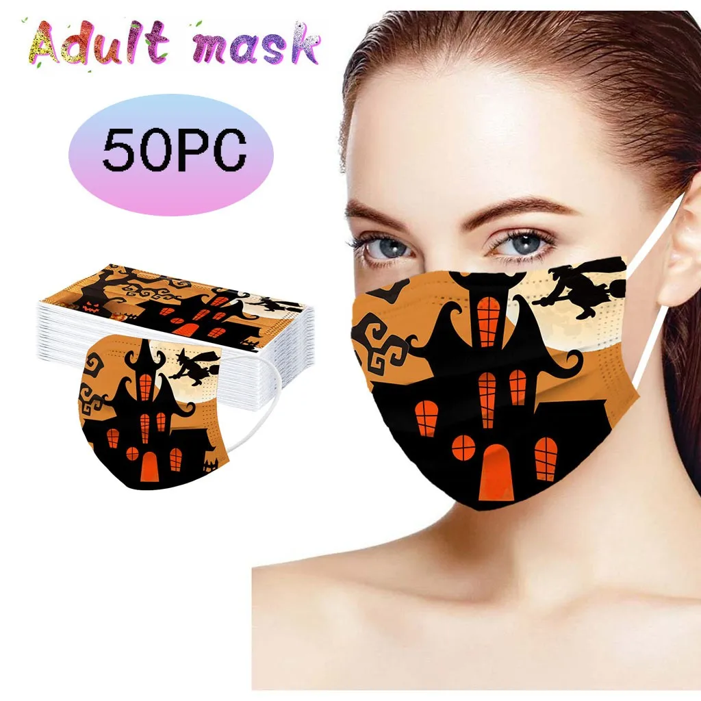 10/20/30/50 ПК унисекс для взрослых на тему Хеллоуина ведьмы и рисунком дворца дышащие