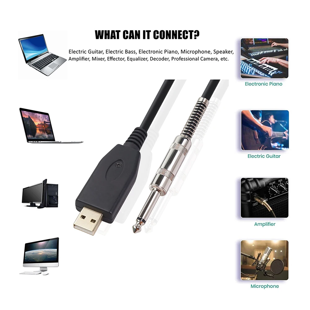 USB штекер 6 35 мм аудио кабель для микрофона гитары с низким уровнем шума