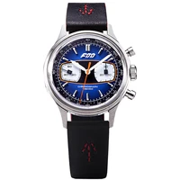 merkur luxury watches for mens chronograph men watch hand wind mechanical wristwatch c3 luminous leather strap 30m waterproof