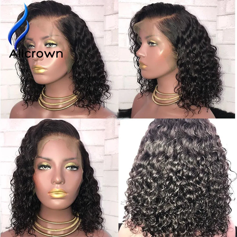 Alicrown кудрявые волосы на фронте шнурка человеческие парики для женщин