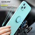 Магнитный чехол с подставкой для iPhone 12 11 Pro Max X XS XR 8 7 6 Plus SE 2020, квадратный противоударный чехол из жидкого силикона