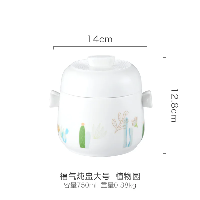 

Stew Pot Bowl with Double Lid and Handle Soup Steam Soup Bowl Steaming Cup Meat Beef Egg Ceramic Slow Cooker Large Small