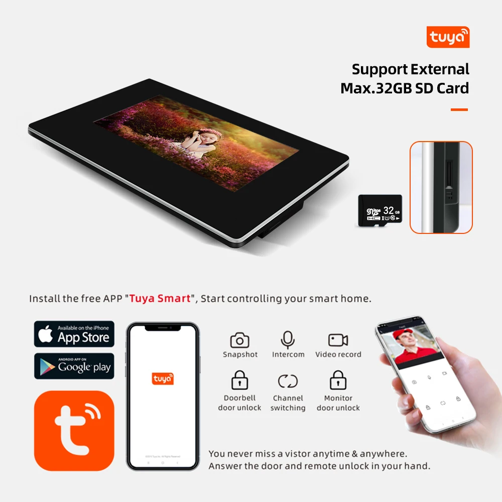 Joytimer новое видео домофон Tuya Smart Home телефон двери 7 дюймов Wi Fi IP сенсорный Экран