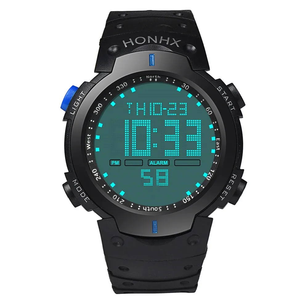 Мужские цифровые часы водонепроницаемые мужские с ЖК-дисплеем секундомером