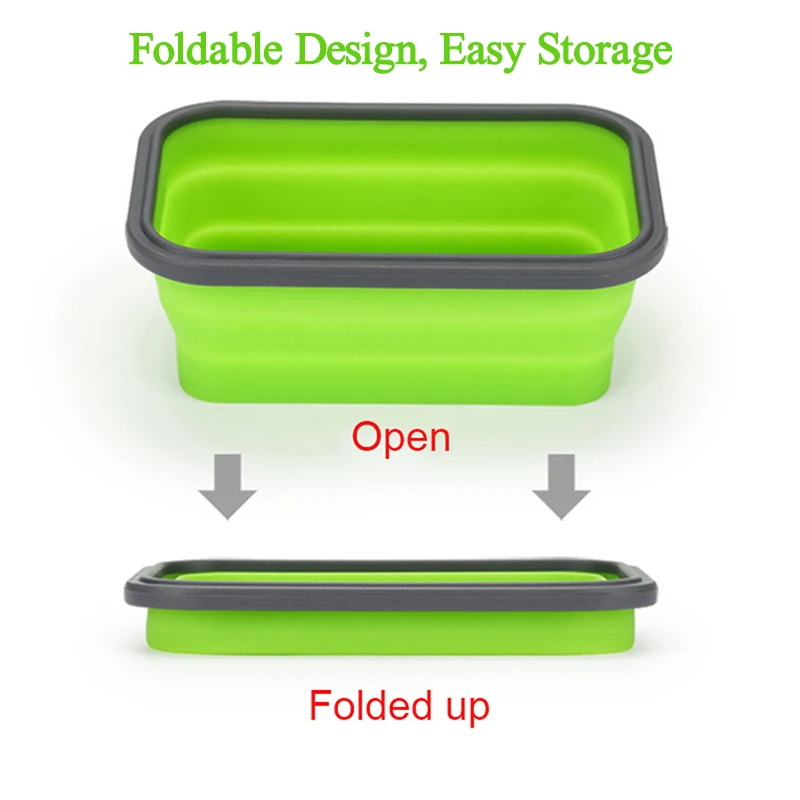EPASUN Силиконовый складной Бенто бокс Складной Портативный Ланч посуда для еды