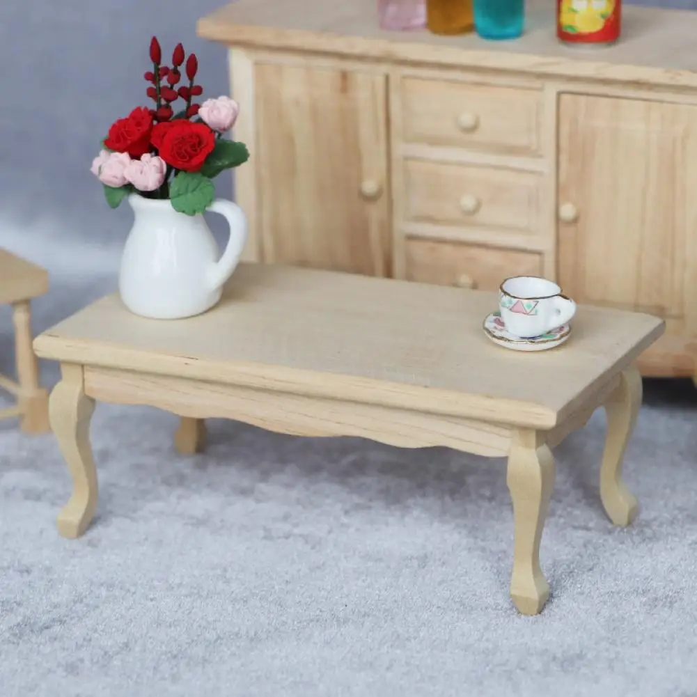 

1:12 Миниатюрный Кукольный дом 3D деревянная мебель для детей миниатюрный деревянный чайный столик мебель модель 1/12 Кукольный дом сцена аксес...