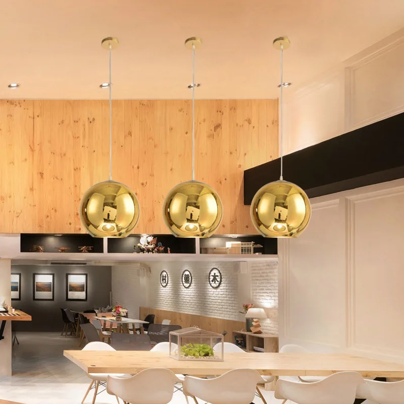 Постмодернизм Позолоченные сферические Стекло подвесной светильник с Гостиная