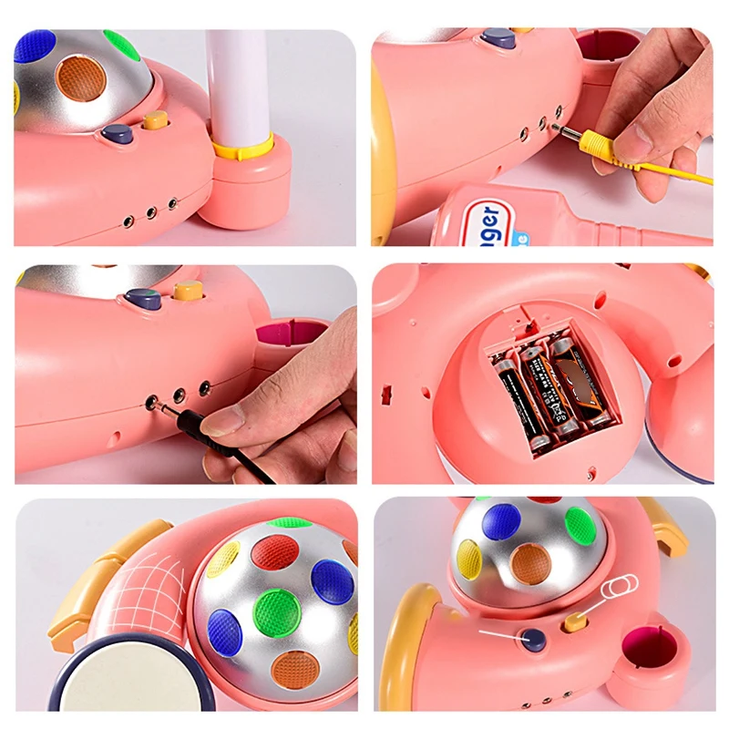 Детский караоке-автомат регулируемый с светильник микрофонами |