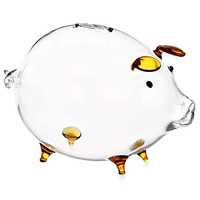 Копилка в виде свиньи копилка для монет милая прозрачная стеклянная сувенирная