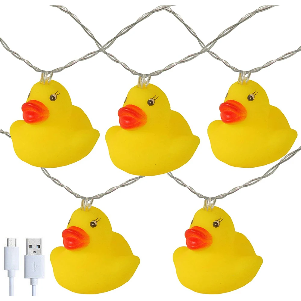 

USB/Battery Operated Yellow Duck LED String Lights 10Leds/20Leds Garland Lights For Christmas Wedding Party New Year Decor