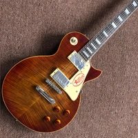 new standard custom tiger flame standard electric guitar 6 stings gitaar rosewood fingerboard brown guitarra musical instruments