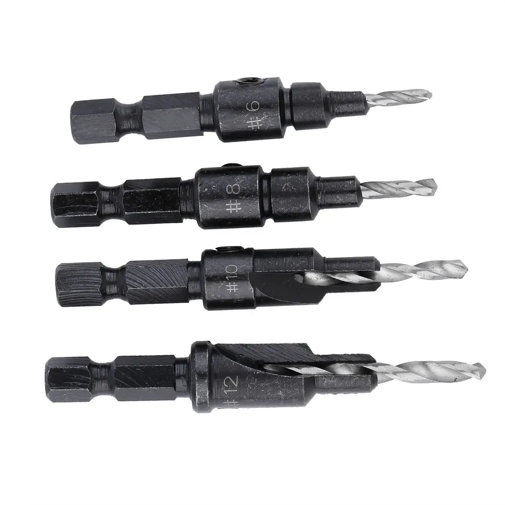 

4 pcs HSS Countersink Drill Bits + 1 pcs 1/4 Quick Change Hole Hex Shank Screw Hot Search
