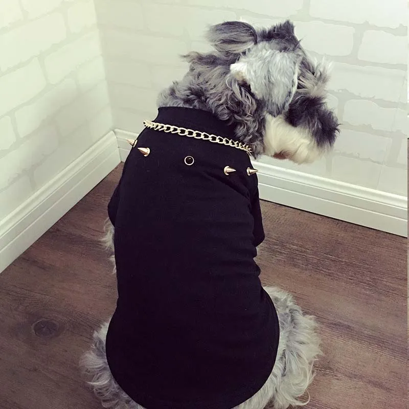 Одежда для собак Шнауцер в стиле хип-хоп большая золотая цепочка бык плюшевый