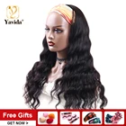 Yavida индийские волосы свободная глубокая волна парик с головной повязкой 150% плотность Реми человеческие волосы шарф парики для чернокожих Для женщин натуральные собственный волосяного покрова без клея