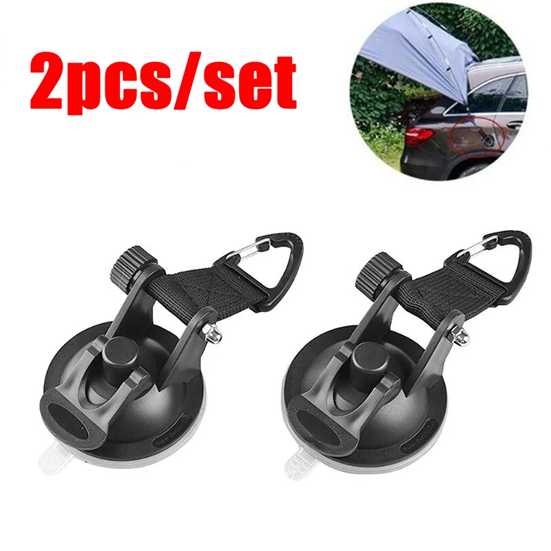 

2Pcs Heavy Duty Suction Cups Tie Downs with Hooks for Car Tent Sucker Awning Windshield Camping Tarp Boat