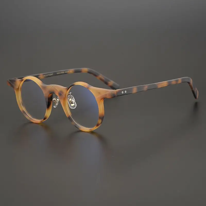 

High Quality Matte Acetate With Texture Glasses Frame Men Retro Round Eyeglasses For Women Clear Lens Prescription Eyewear