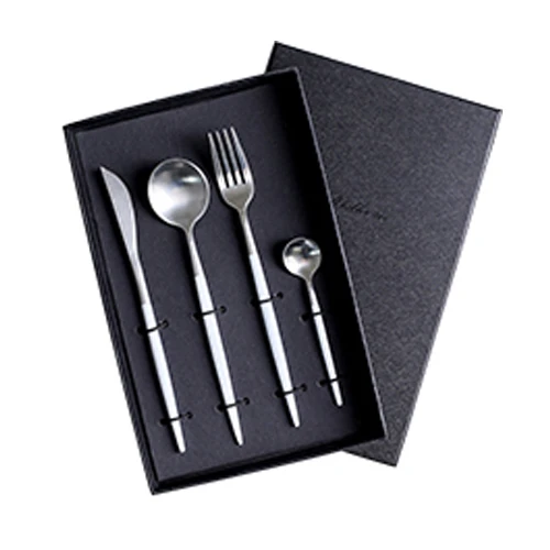 White Silver 5PCS Столовый набор, столовые приборы, ножи, вилки, ложки, посуда Wester, кухонная посуда, нержавеющая сталь, для дома, вечерние, свадебные украшения, набор посуды - Цвет: White Silver 5PCS