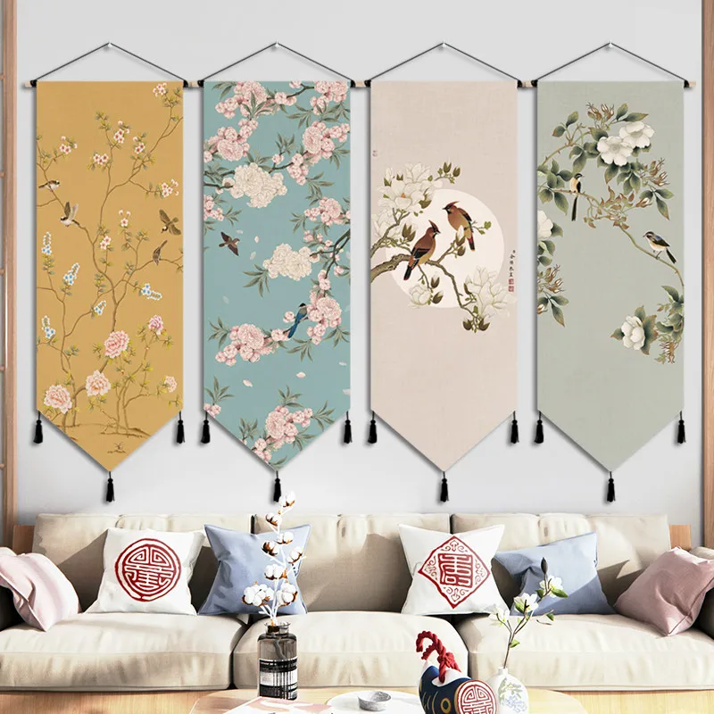 

Modern Luxury Tapestry Background Art Flower Aesthetic Colourful Tapestry New Chinese Tapiz Pared Living Room Decoration EI50TY