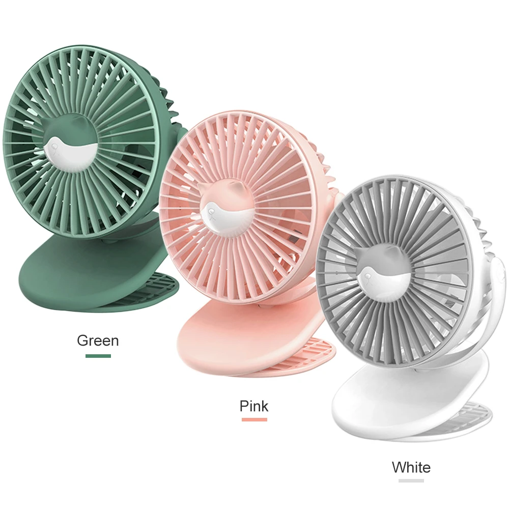 

USB Rechargeable Mini Fan 3 Speeds Table-Top & Clip Fan 360 Degree Rotation Hand Fan With Night Light For Home Office Noiseless