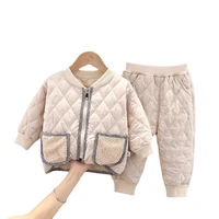 new winter baby girl clothes suit fashion children boys jacket pants 2pcsset toddler casual costume infant coat kids tracksuits