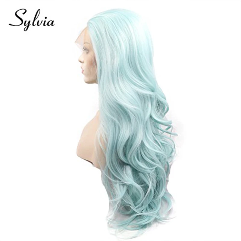 

Green Colored Synthetic Lace Front Wig Long Curly Body Water Wave Side Part Frontal Glueless Hair Cosplay Wigs For Black Women